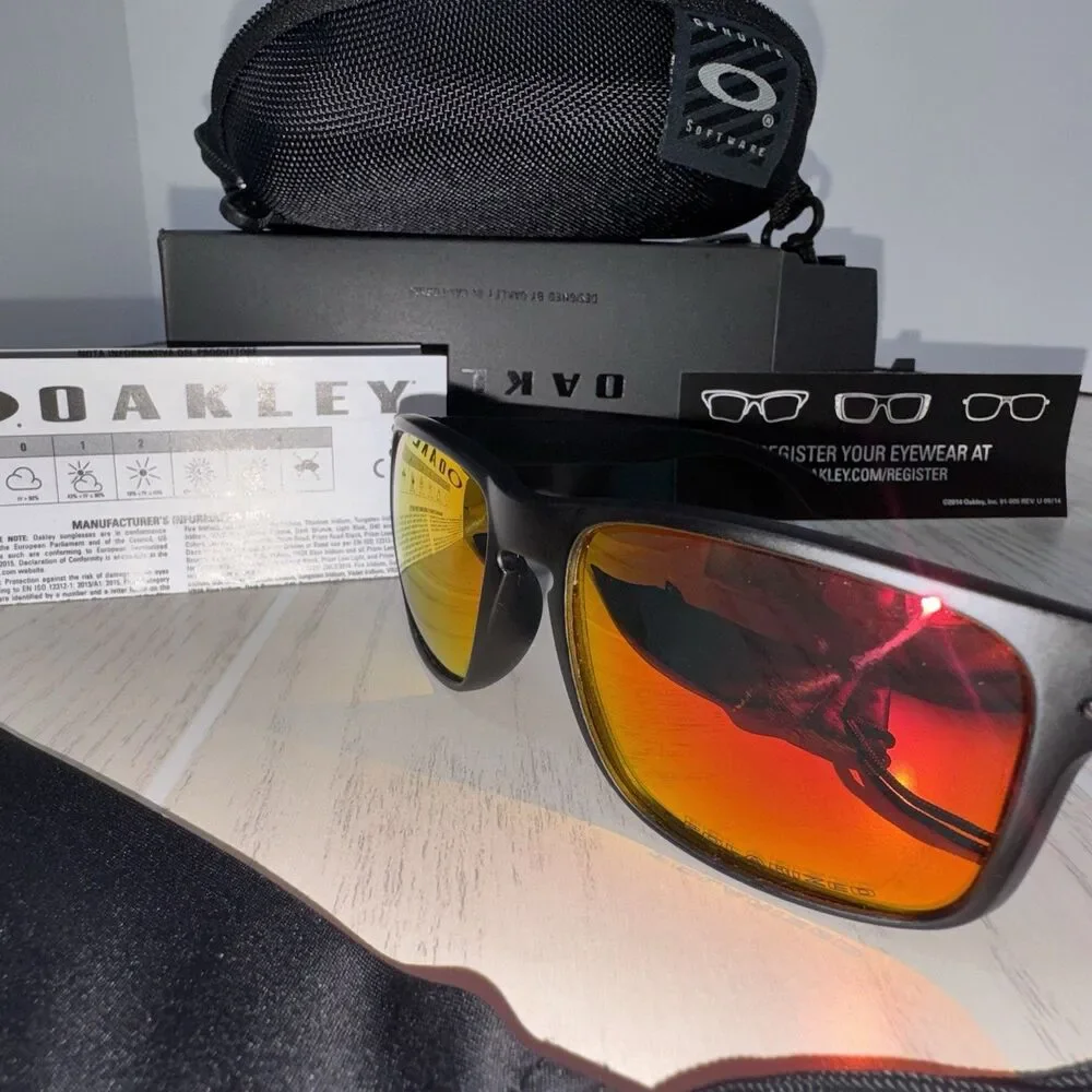 Oakley Holbrook 009244 Polarized Sunglasses Men Black Frame Prizm Orange Lens
